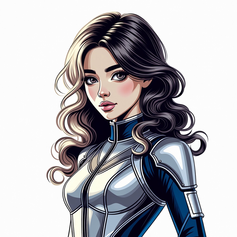 Anime girl in silver sci-fi armor Anime girl in silver sci-fi armor