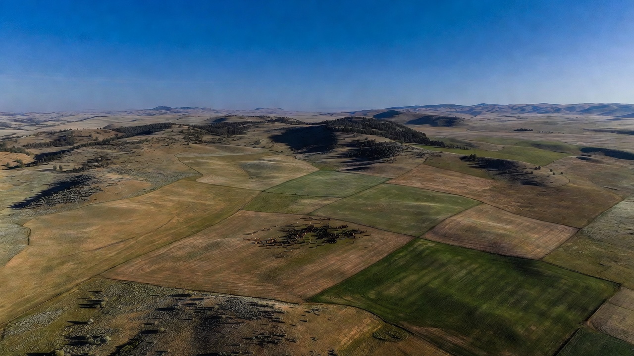 Aerial View of Patchwork Farmland Hills Aerial View of Patchwork Farmland Hills