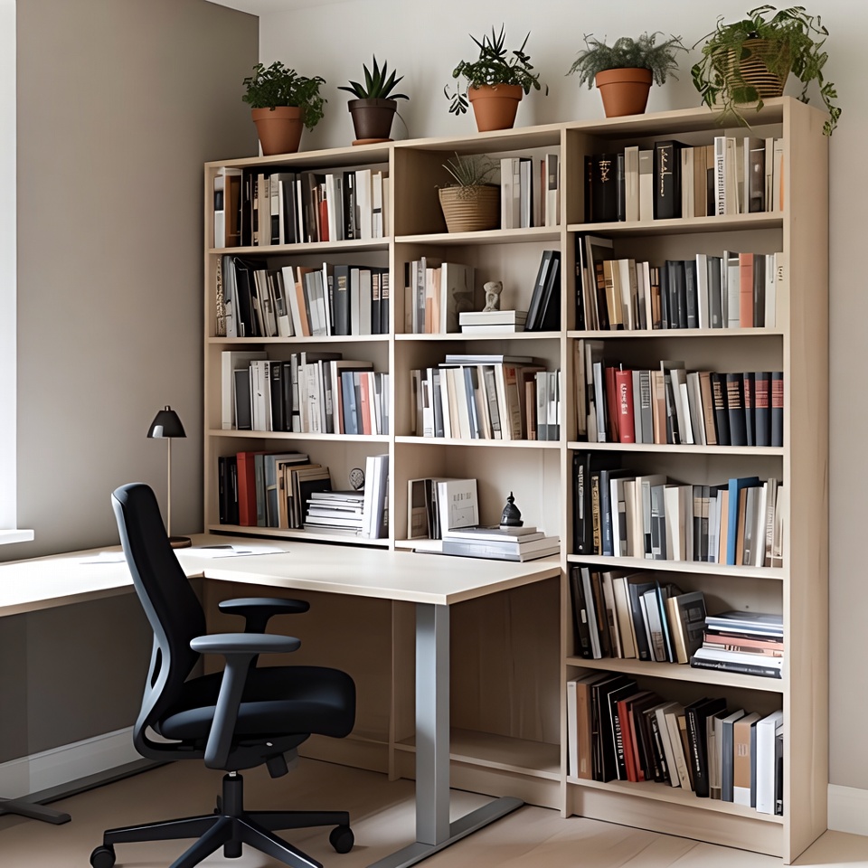 Modern Wooden Bookshelf with Desk Modern Wooden Bookshelf with Desk