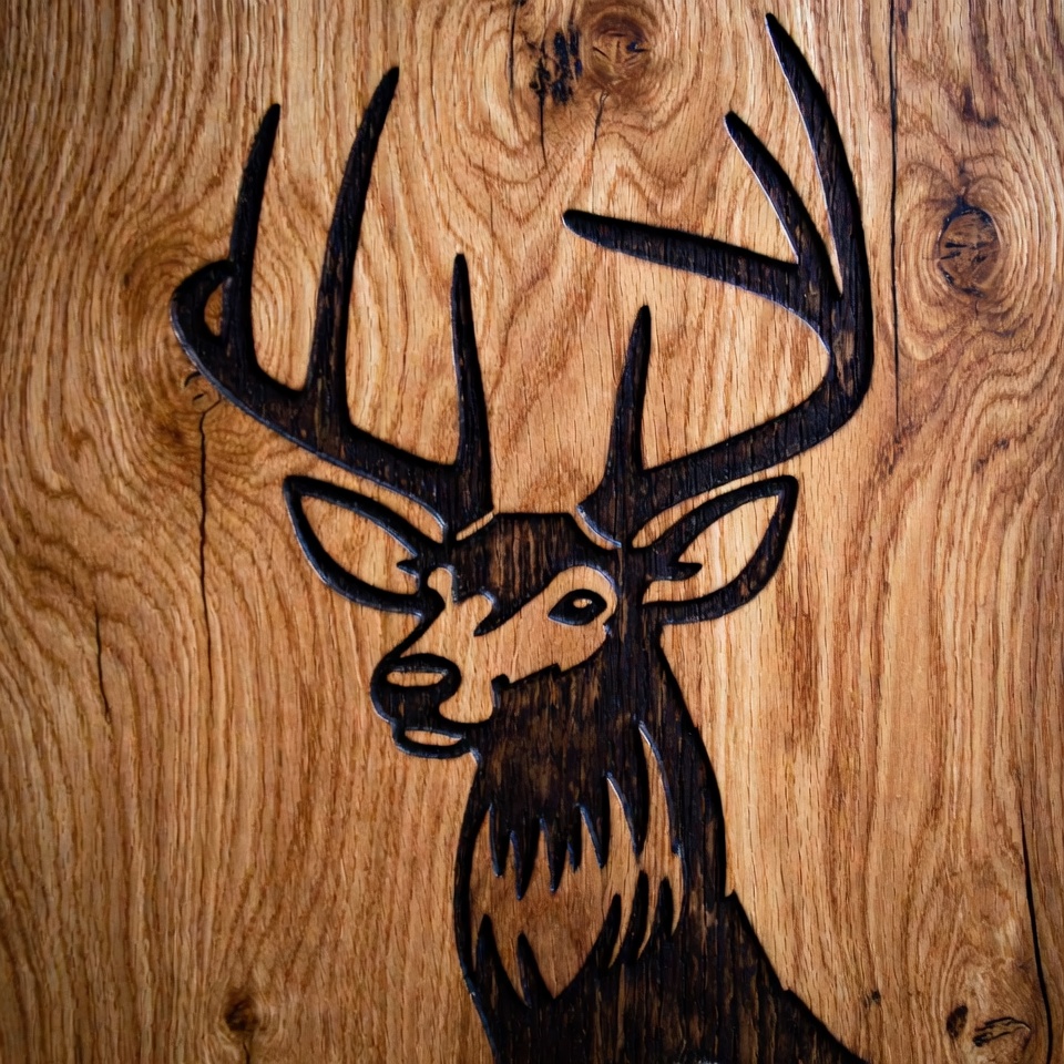 Wooden carved deer head Wooden carved deer head