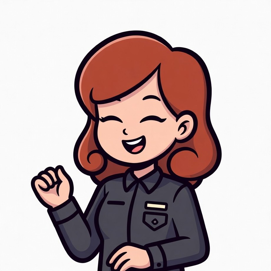 Cartoon woman smiling and waving Cartoon woman smiling and waving