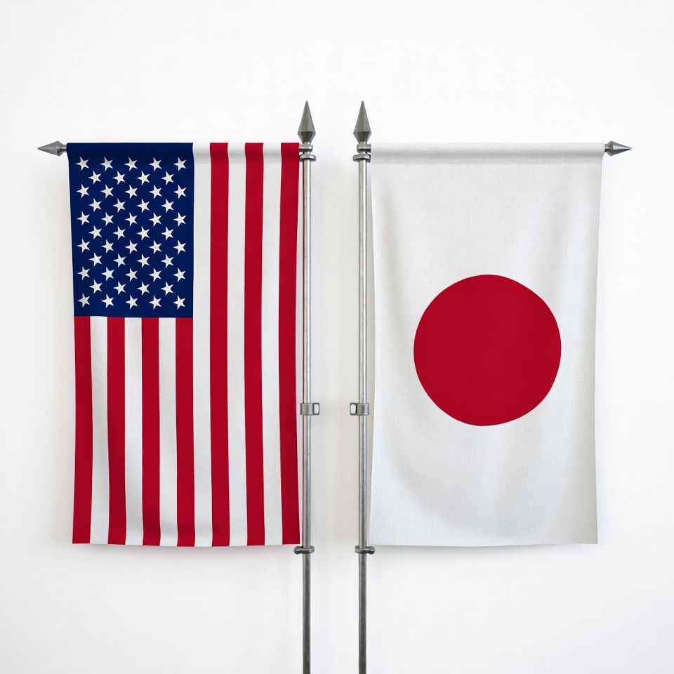 US and Japanese Flags Together US and Japanese Flags Together