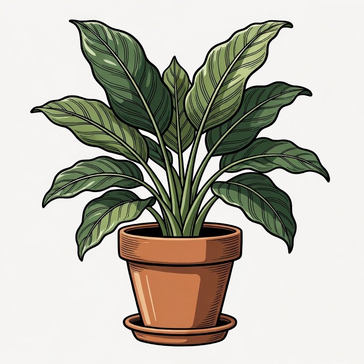 Potted Tropical Plant Illustration Potted Tropical Plant Illustration