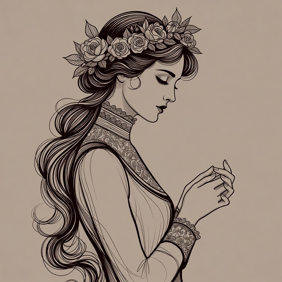 Victorian woman with flower crown Victorian woman with flower crown