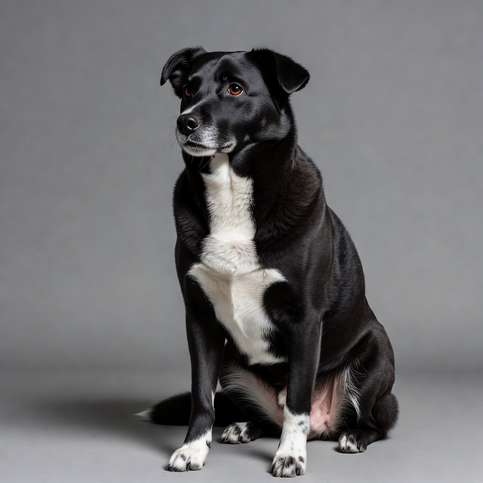 Black and white dog sitting Black and white dog sitting