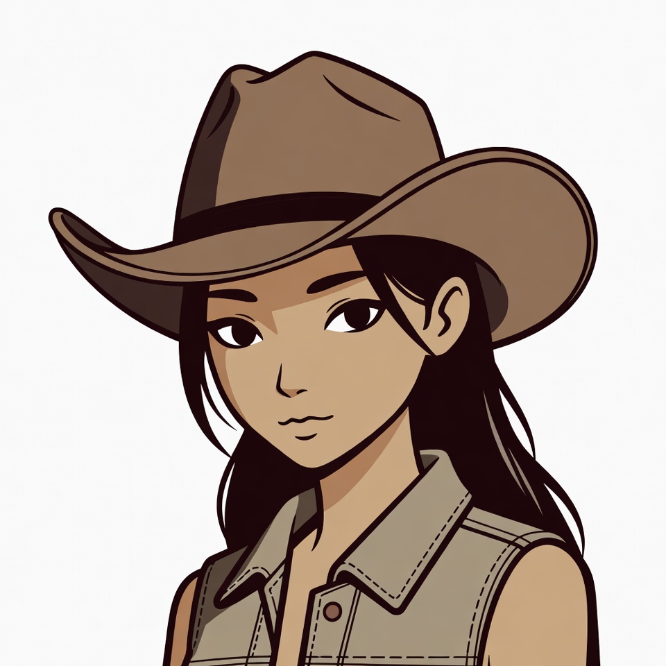 Asian woman in cowboy hat Asian woman in cowboy hat