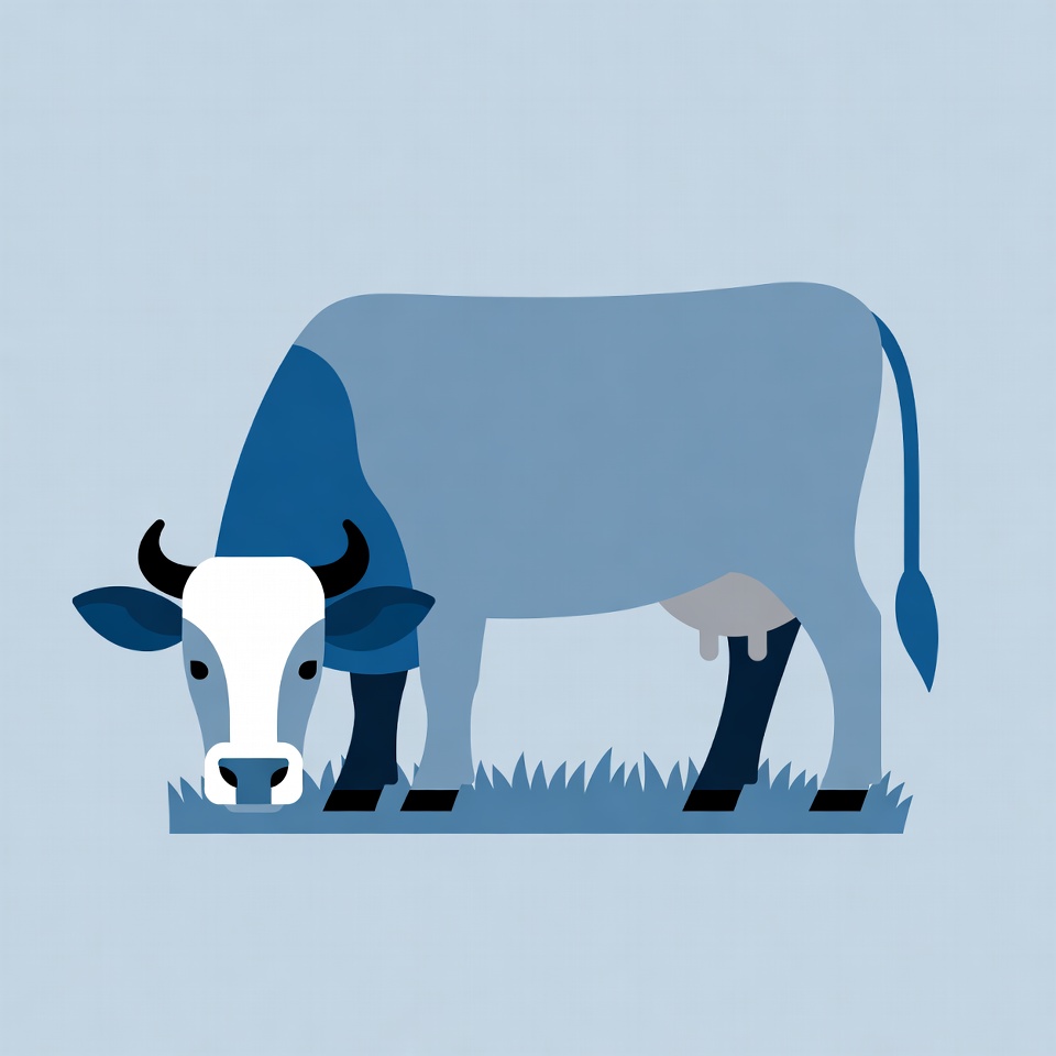 Blue Holstein Cow Eating Grass Blue Holstein Cow Eating Grass
