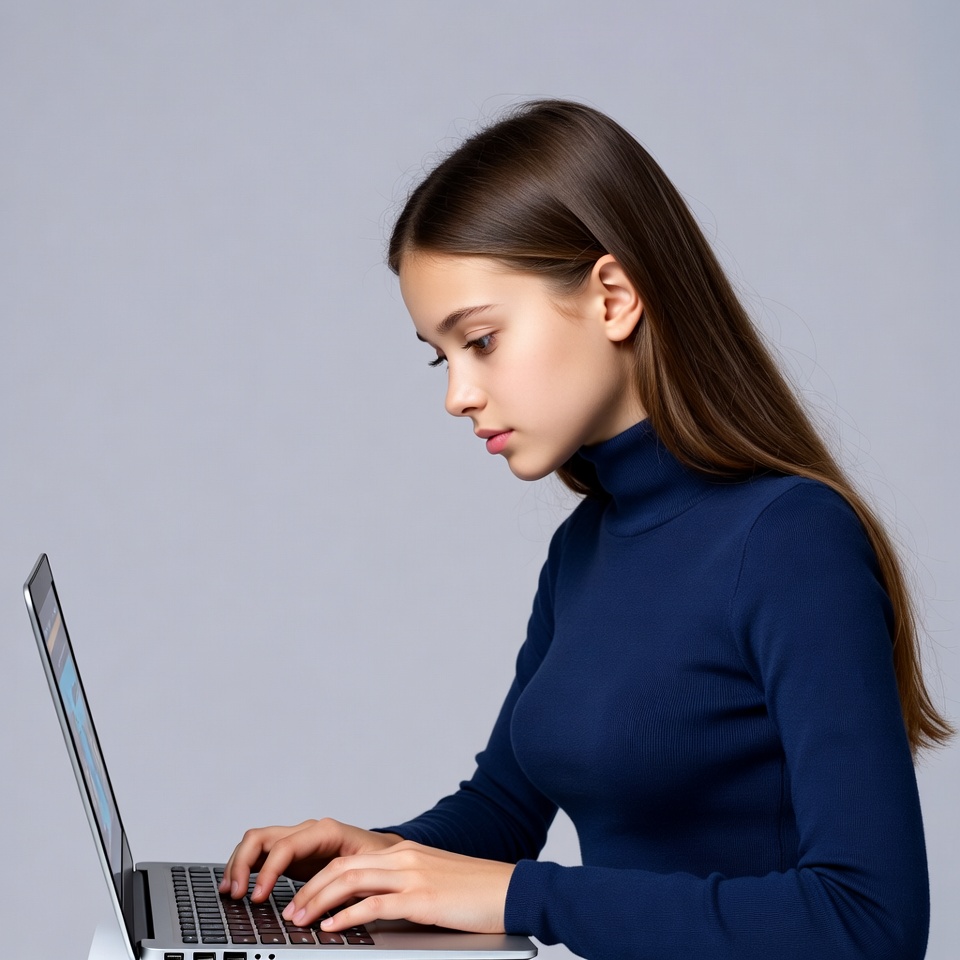 Young woman typing on laptop Young woman typing on laptop