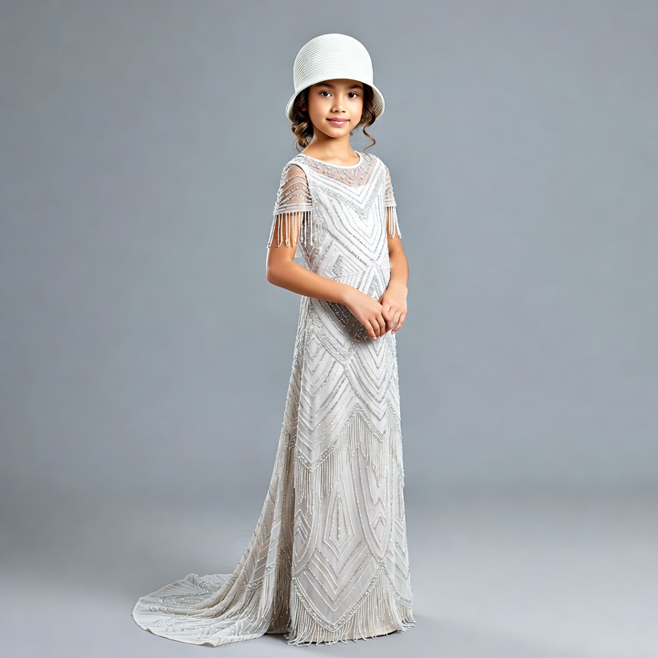 Asian girl in beaded flapper dress Asian girl in beaded flapper dress