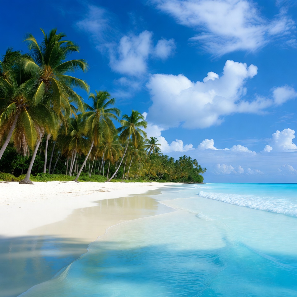 Tropical Beach with Palm Trees Tropical Beach with Palm Trees