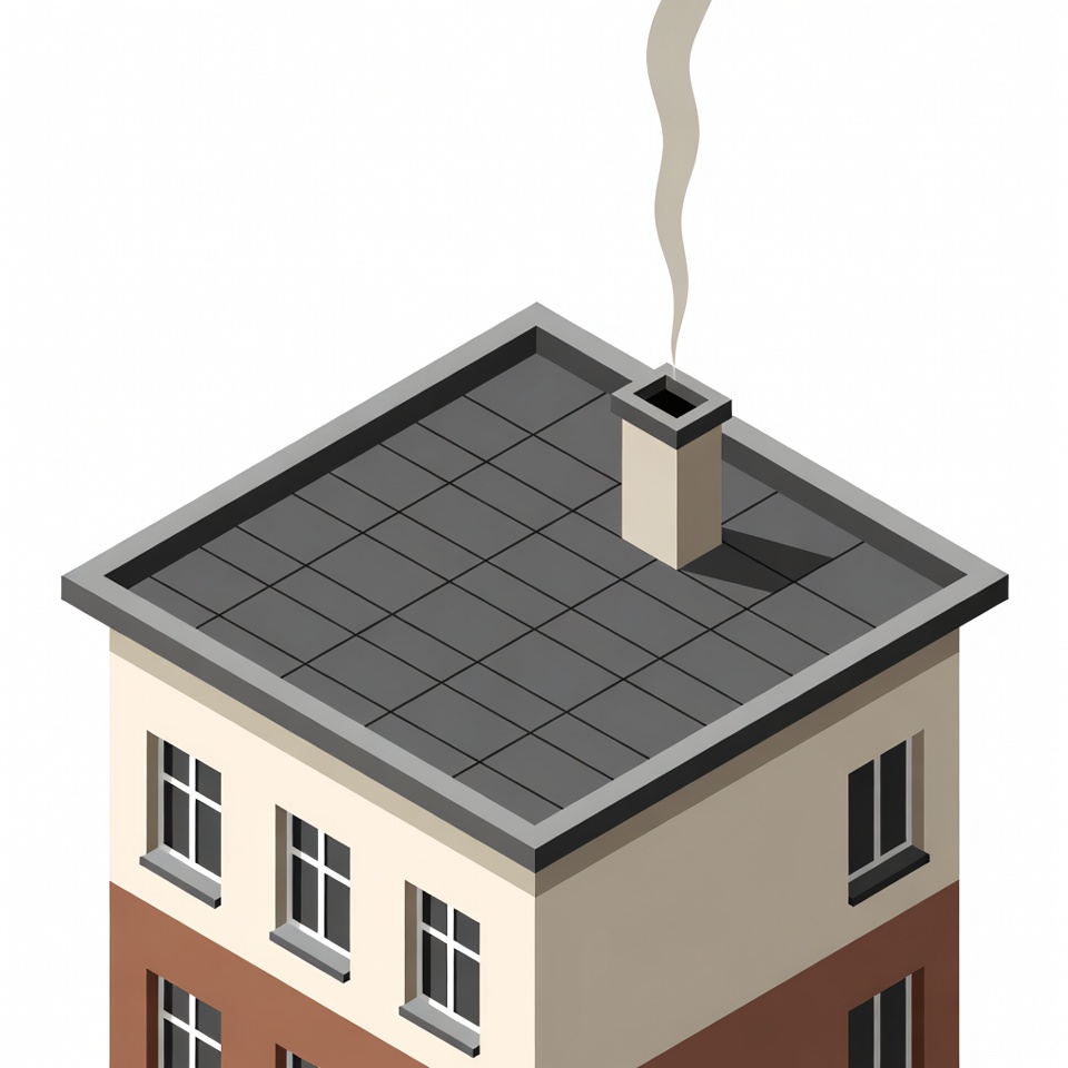 Isometric House with Chimney Smoke Isometric House with Chimney Smoke