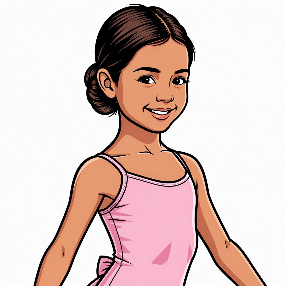 Smiling girl in pink ballet outfit Smiling girl in pink ballet outfit