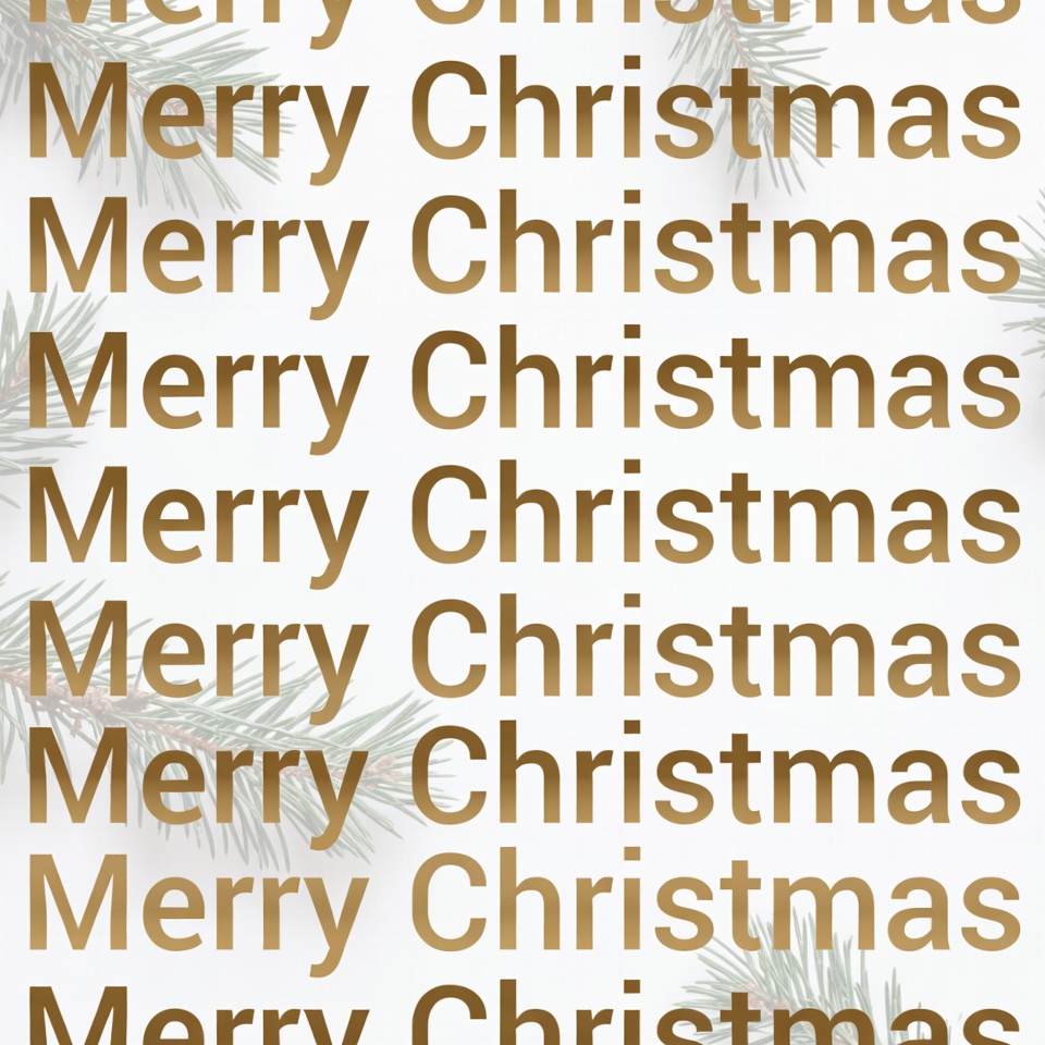 Merry Christmas Text with Pine Branches Merry Christmas Text with Pine Branches