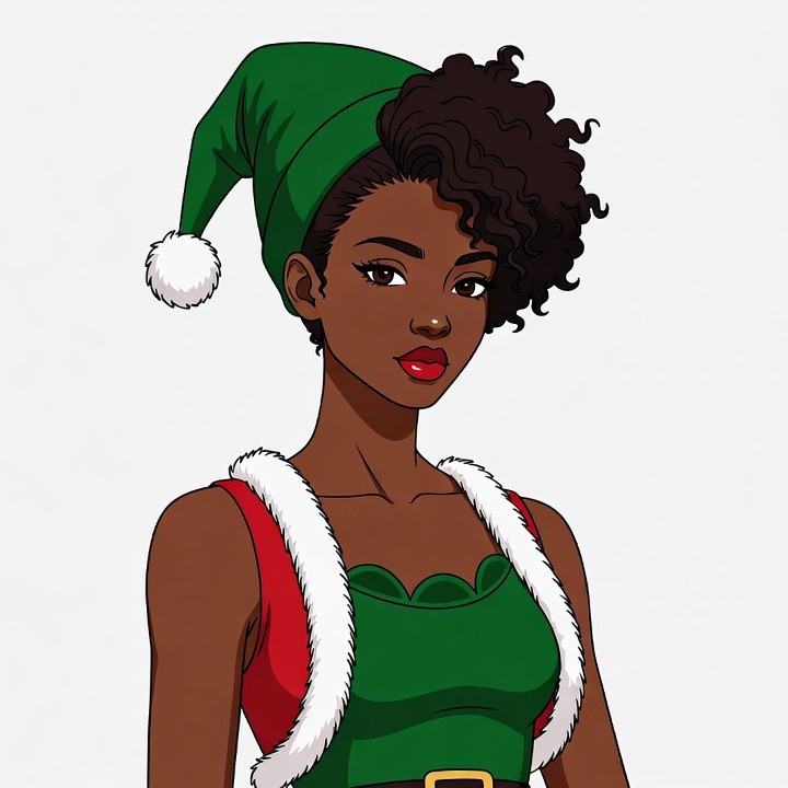 African-American woman in elf costume African-American woman in elf costume