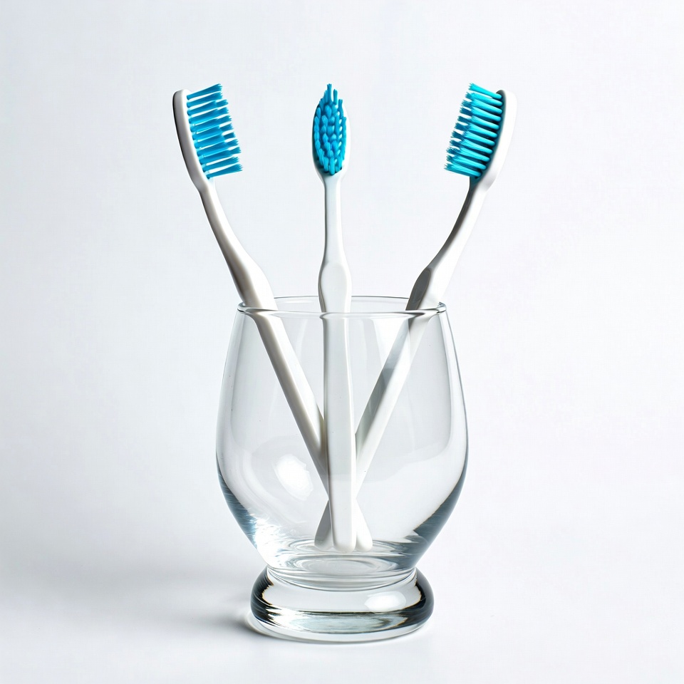 Three Toothbrushes in Glass Three Toothbrushes in Glass