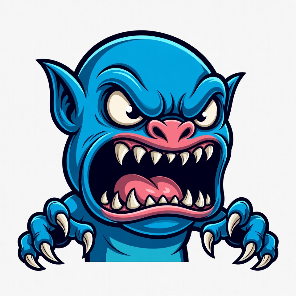 Angry Blue Cartoon Goblin Angry Blue Cartoon Goblin