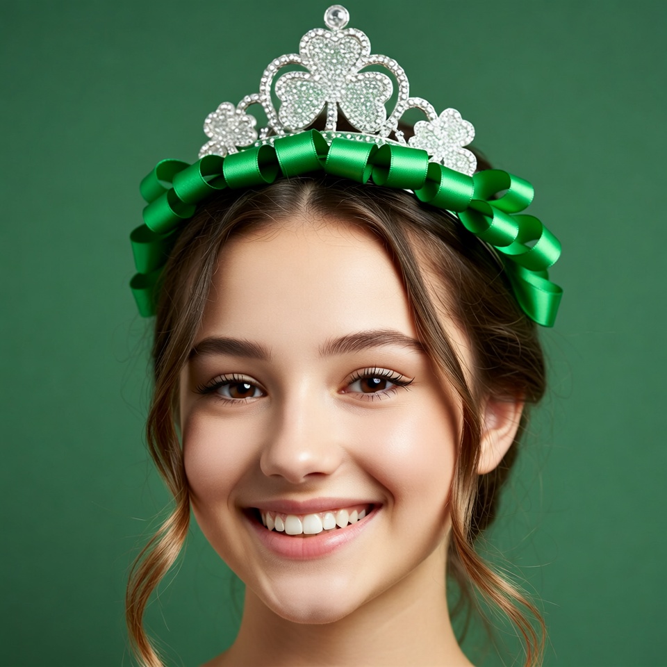 Girl wearing shamrock crown Girl wearing shamrock crown