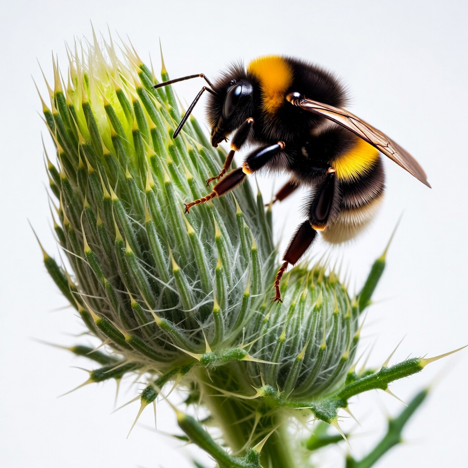 Bumblebee on Thistle Flower Bumblebee on Thistle Flower