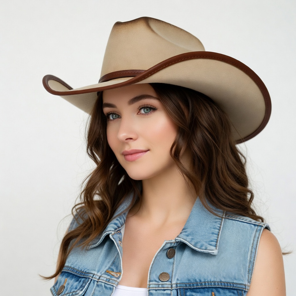 Woman wearing cowboy hat Woman wearing cowboy hat