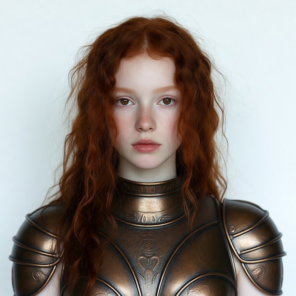 Redhead woman in golden armor Redhead woman in golden armor