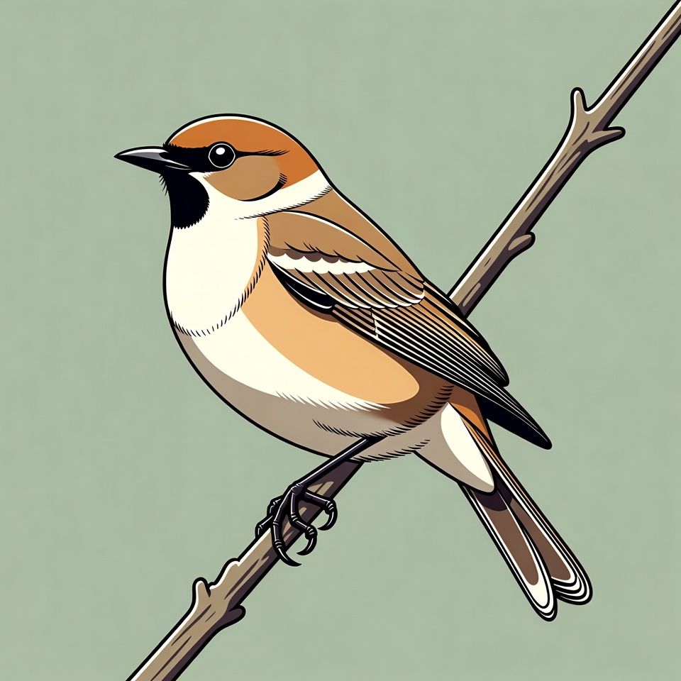 Whinchat Bird on Branch Whinchat Bird on Branch