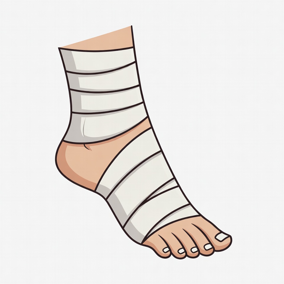 Bandaged Ankle and Foot Illustration Bandaged Ankle and Foot Illustration
