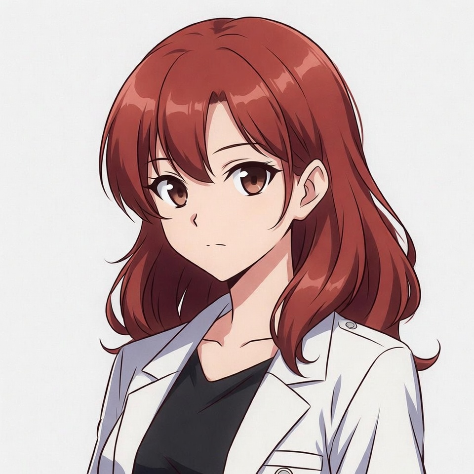Anime girl in white lab coat Anime girl in white lab coat