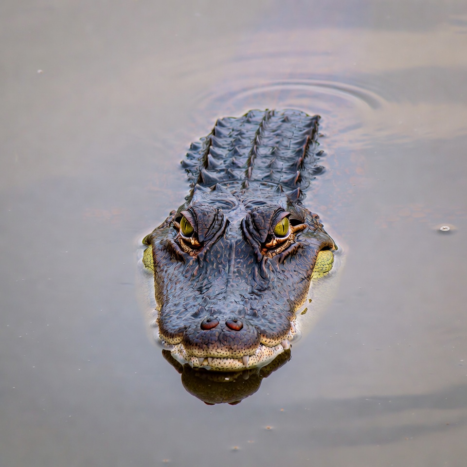 Alligator swimming in water Alligator swimming in water