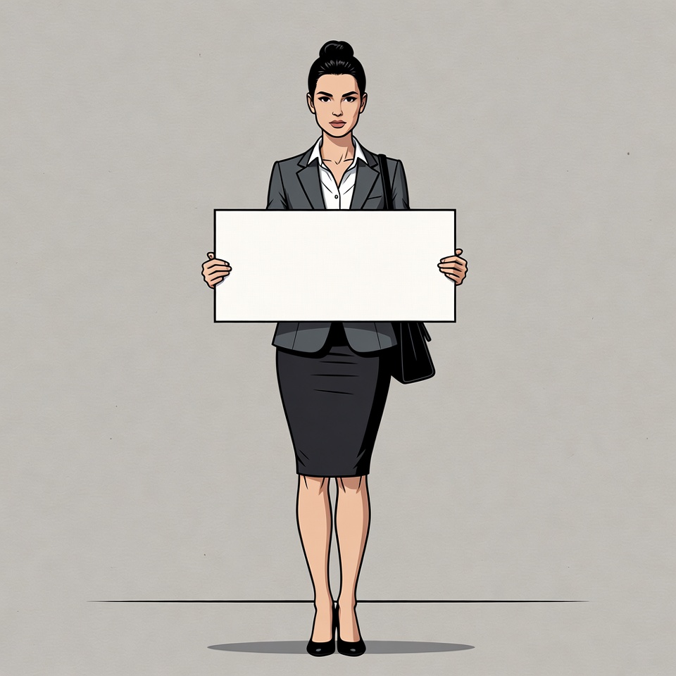 Business woman holding blank sign Business woman holding blank sign