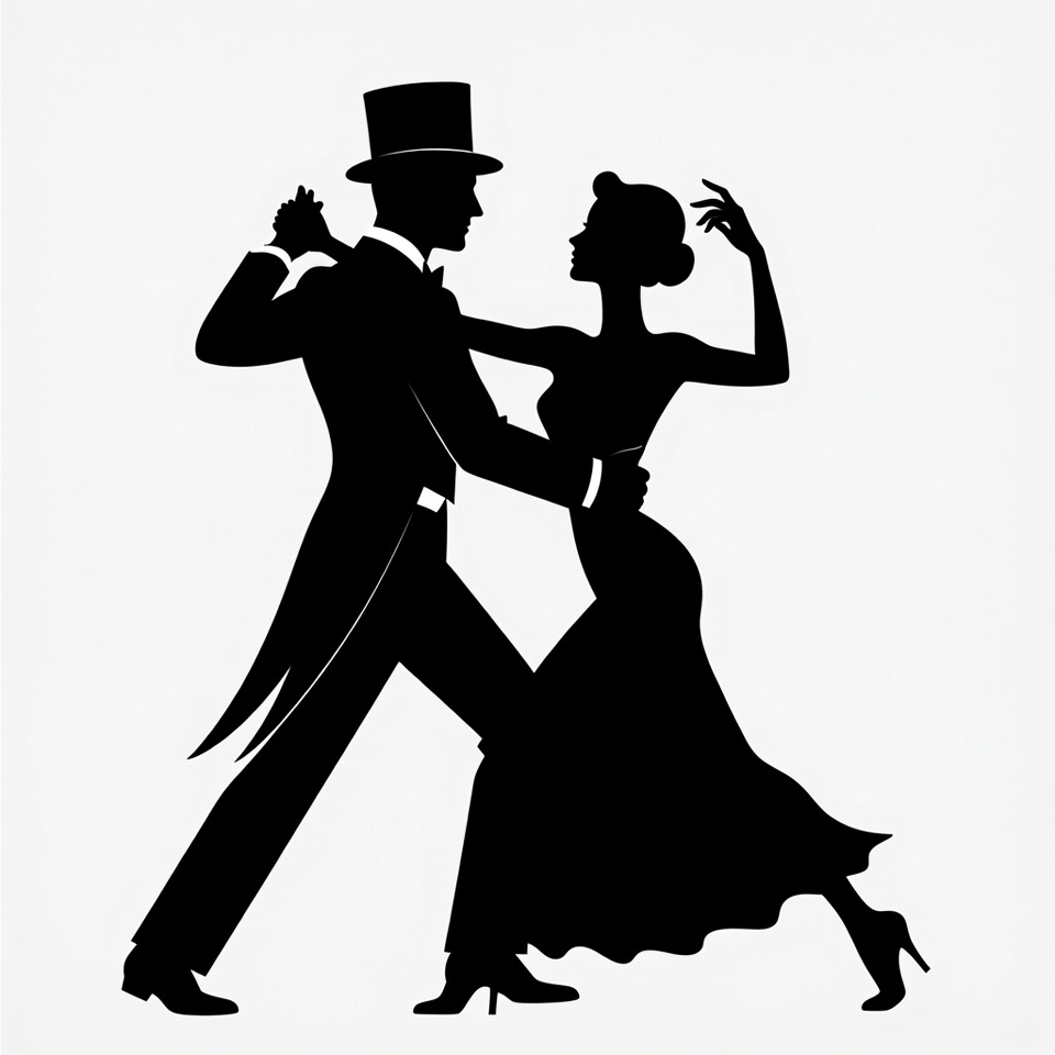 Silhouette couple ballroom dancing Silhouette couple ballroom dancing