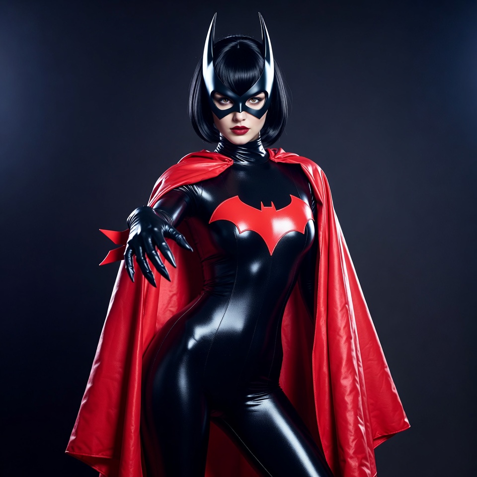 Batgirl in black latex suit Batgirl in black latex suit