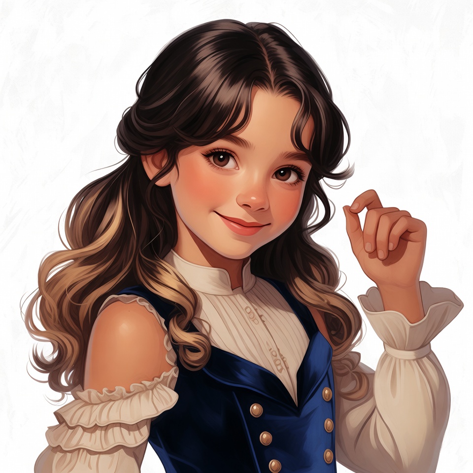 Anime girl in Victorian dress smiling Anime girl in Victorian dress smiling