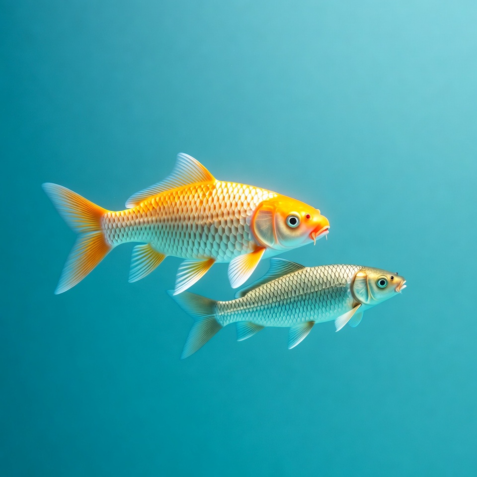 Orange and Silver Koi Fish Swimming Orange and Silver Koi Fish Swimming