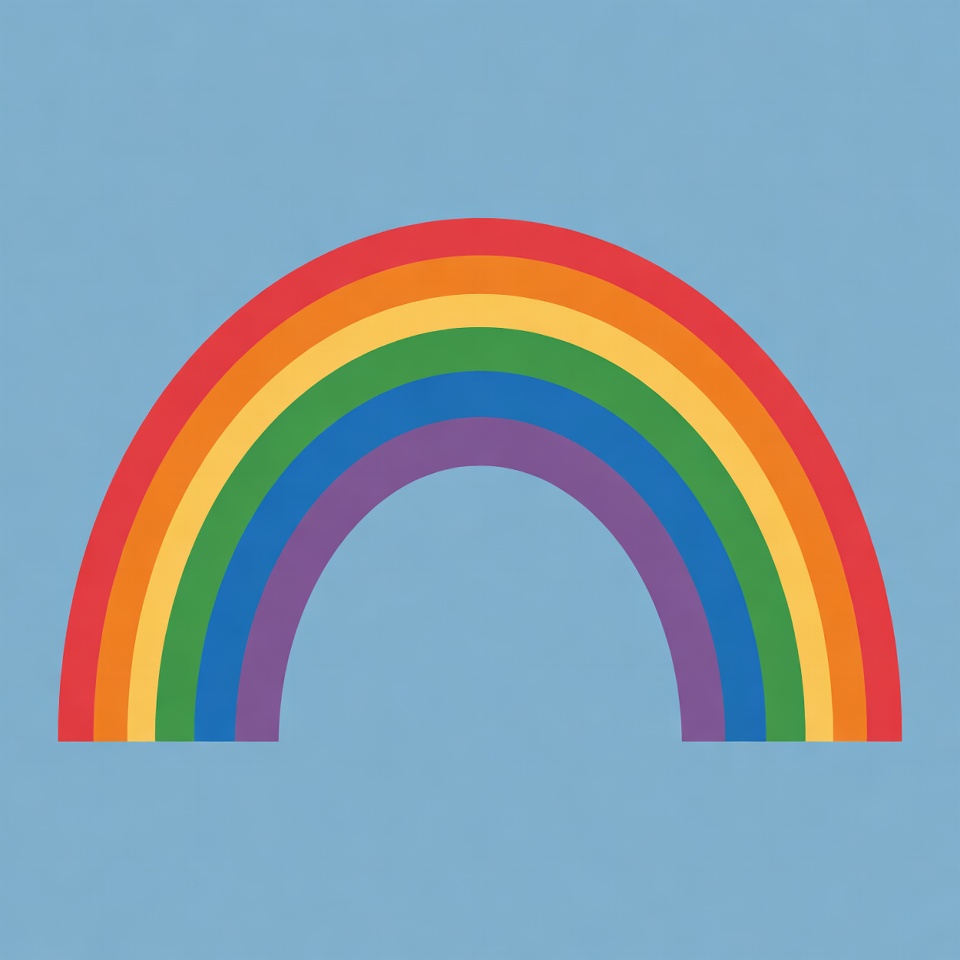 Colorful Rainbow on Blue Background Colorful Rainbow on Blue Background