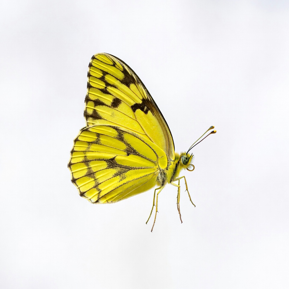 Yellow Butterfly on White Background Yellow Butterfly on White Background