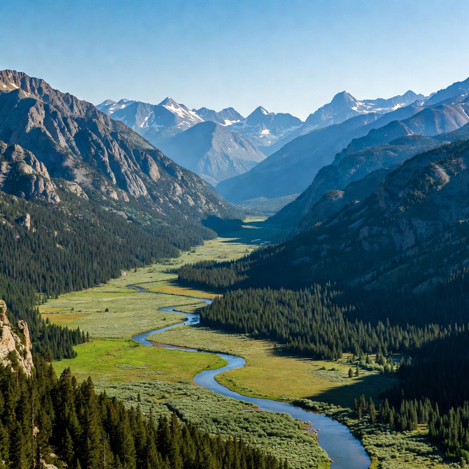 Mountain Valley with Winding River Mountain Valley with Winding River