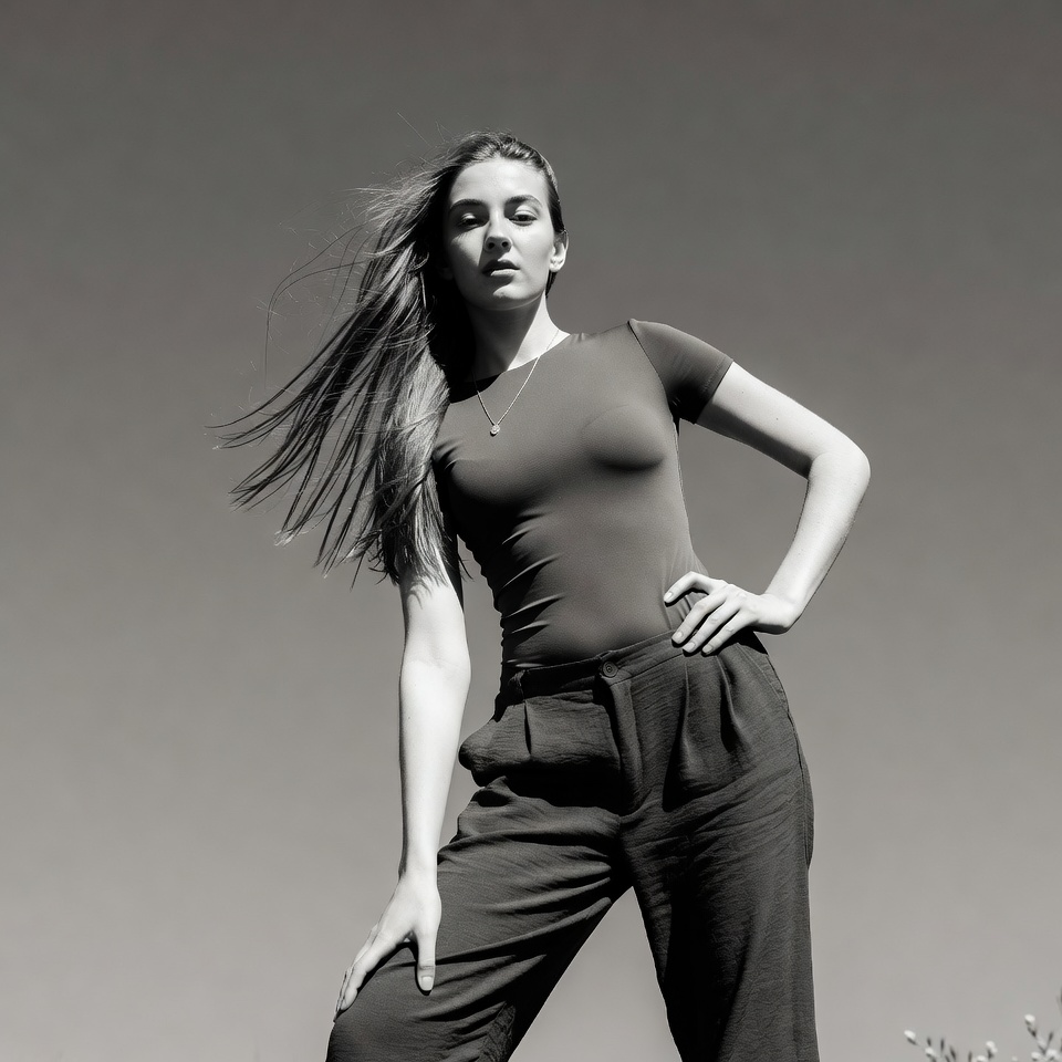 Young woman posing with flowing hair Young woman posing with flowing hair