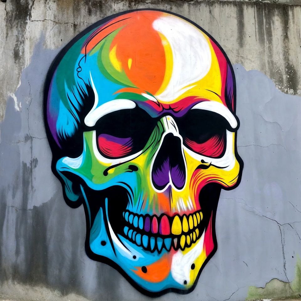 Colorful Rainbow Skull Graffiti Colorful Rainbow Skull Graffiti