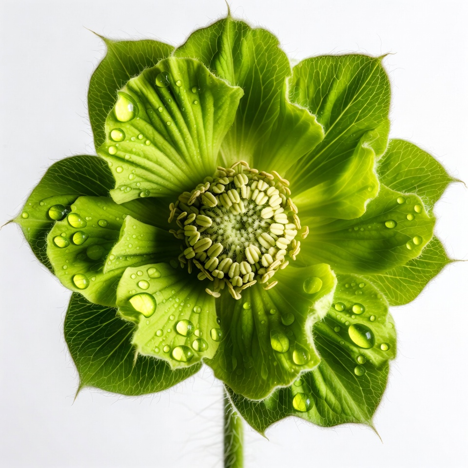 Green Flower with Water Droplets Green Flower with Water Droplets