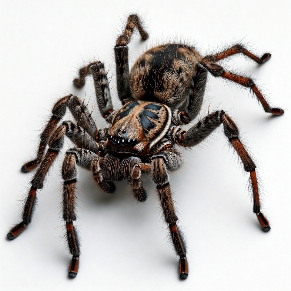 Hairy tarantula spider on white background Hairy tarantula spider on white background
