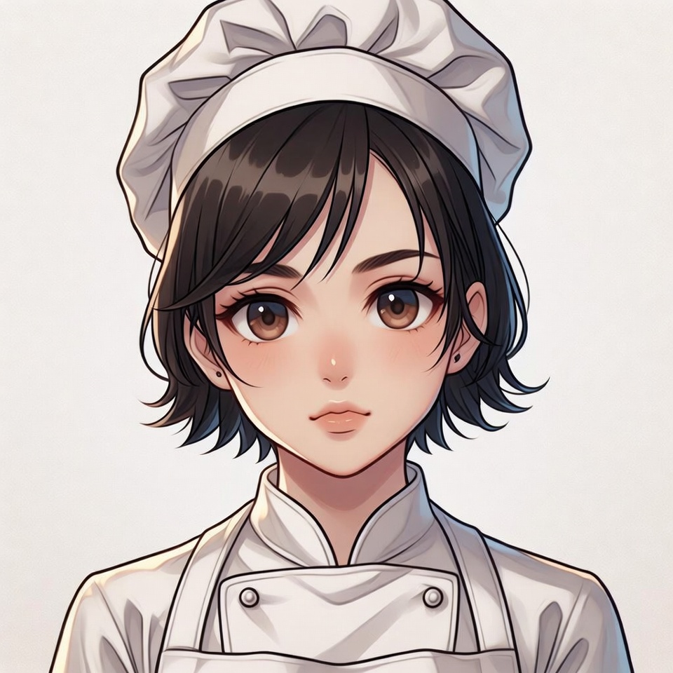 Anime girl chef in white uniform Anime girl chef in white uniform