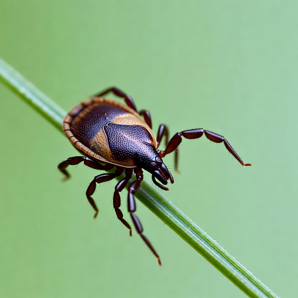 Brown Tick on Green Leaf Brown Tick on Green Leaf