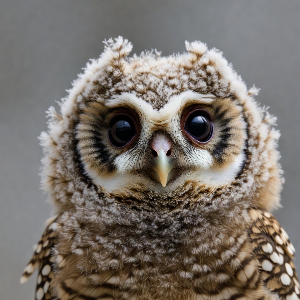 Fluffy baby barred owl closeup Fluffy baby barred owl closeup