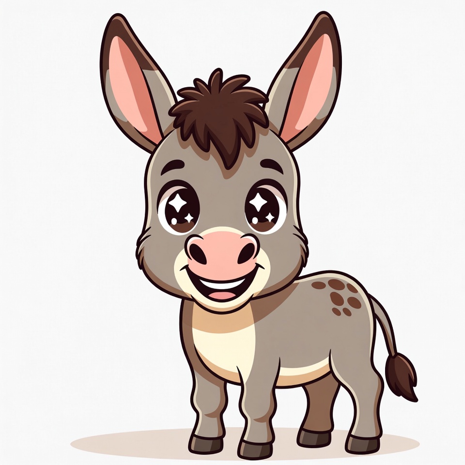 Cute cartoon donkey smiling Cute cartoon donkey smiling