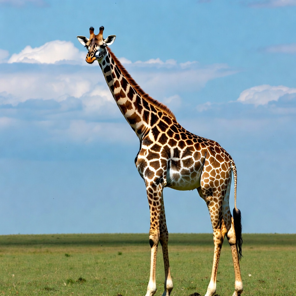 Giraffe standing in grassy savanna Giraffe standing in grassy savanna
