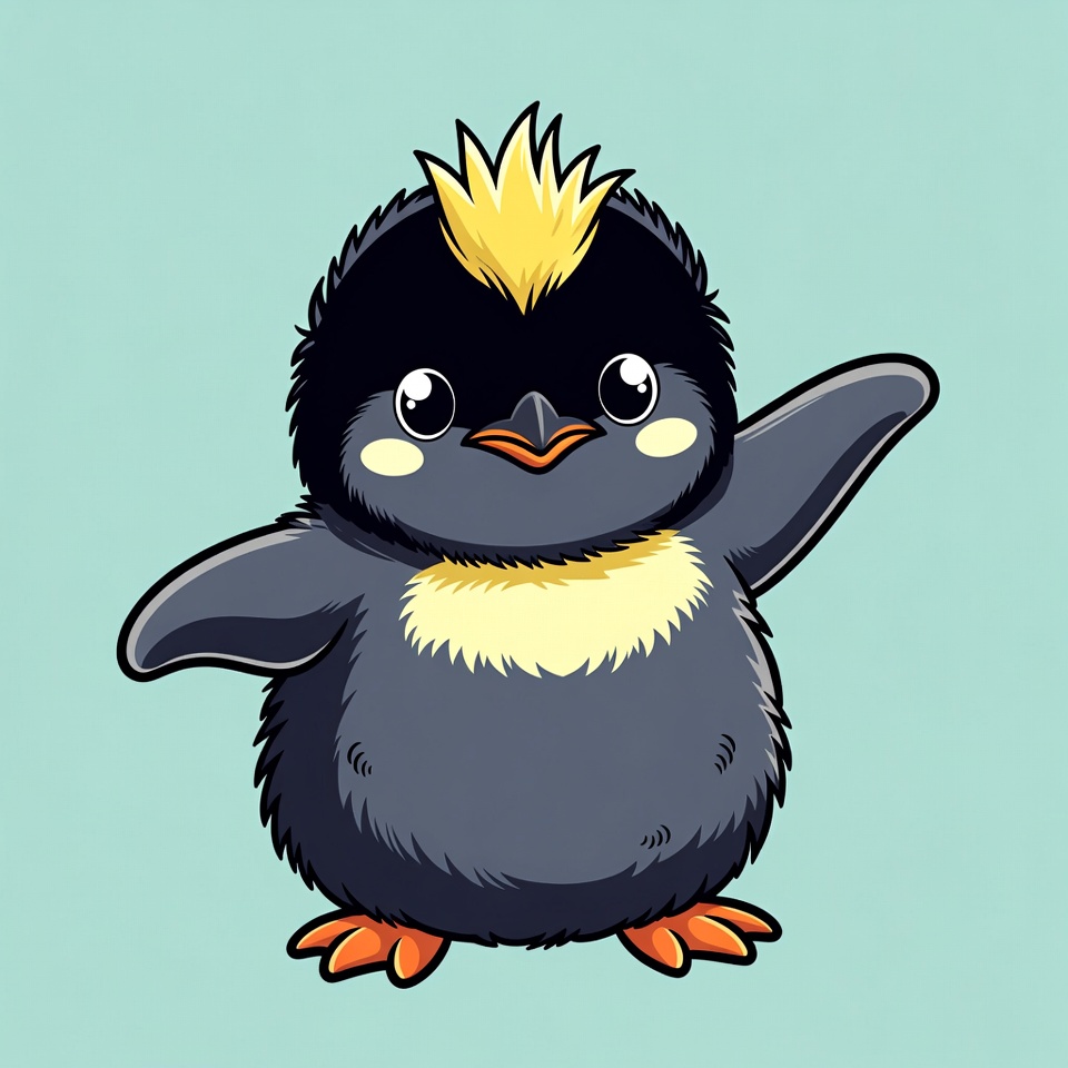 Cute cartoon penguin with mohawk Cute cartoon penguin with mohawk
