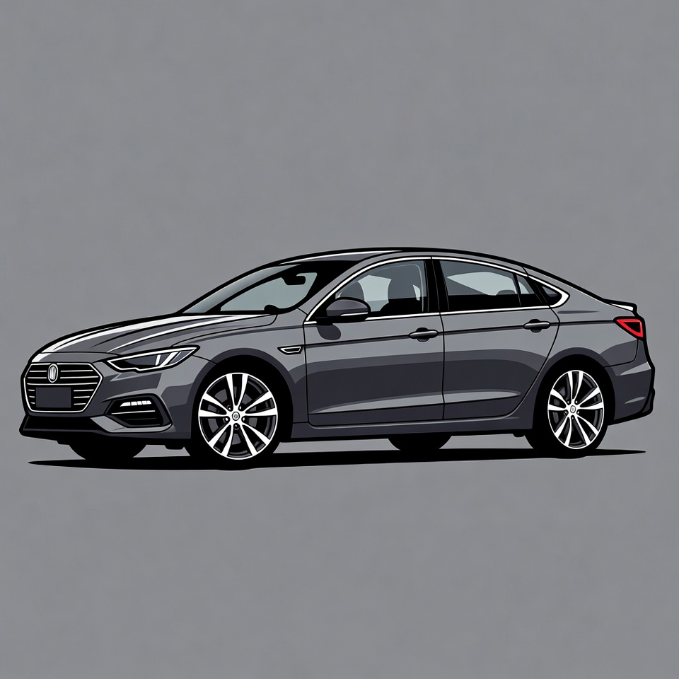 Gray Hyundai Sedan Illustration Gray Hyundai Sedan Illustration