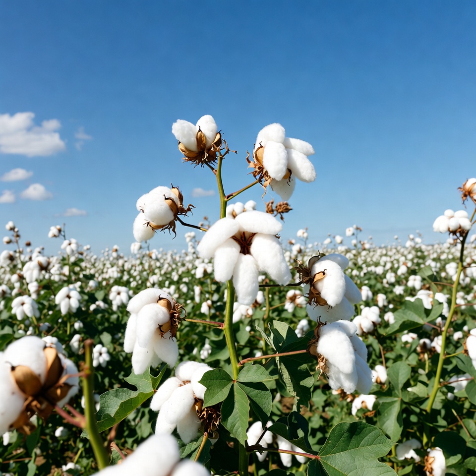 Cotton field under blue sky Cotton field under blue sky