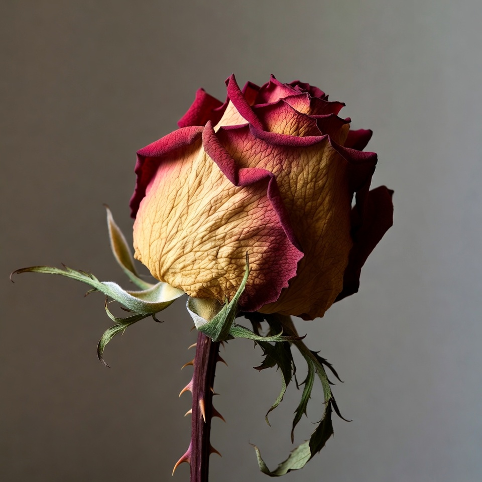 Red and yellow rose on stem Red and yellow rose on stem