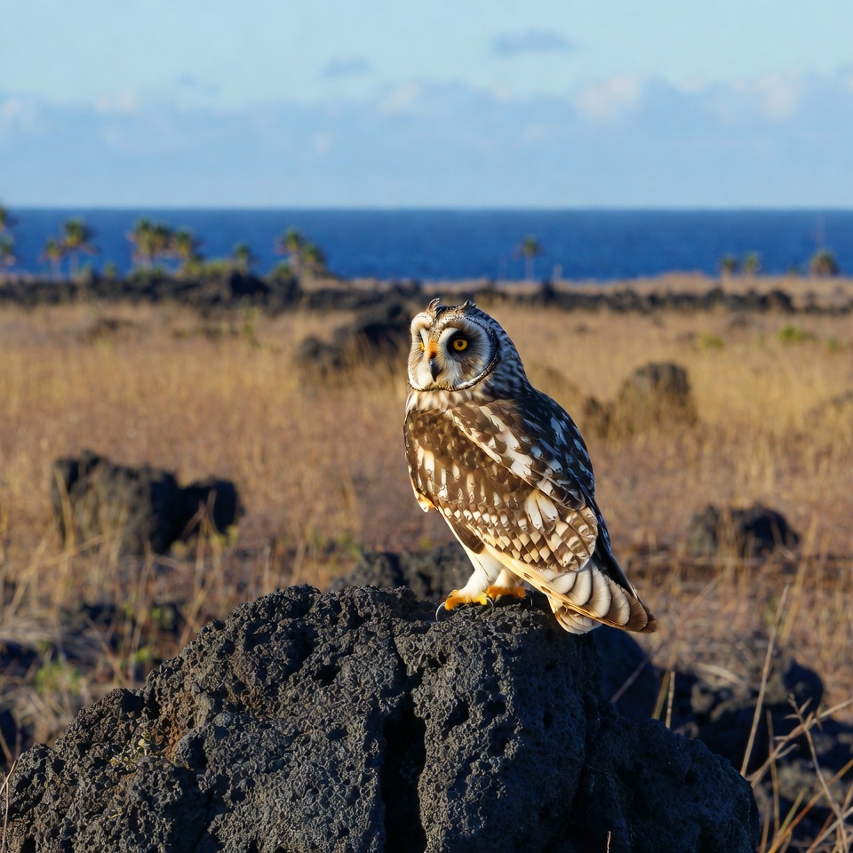Short-eared Owl on Lava Rock Short-eared Owl on Lava Rock